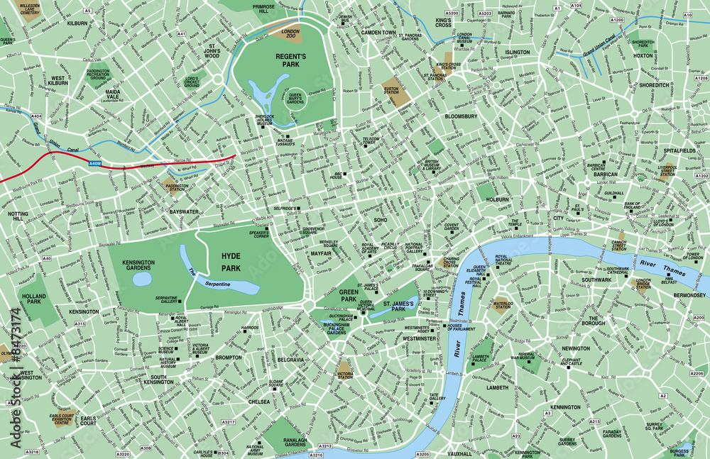 Fototapeta premium Downtown London Map