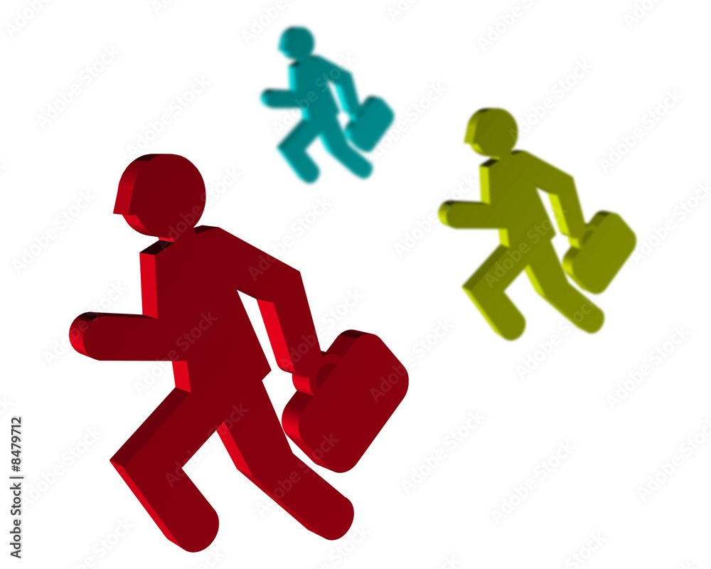 Business man running on a white background Business man running on a white background