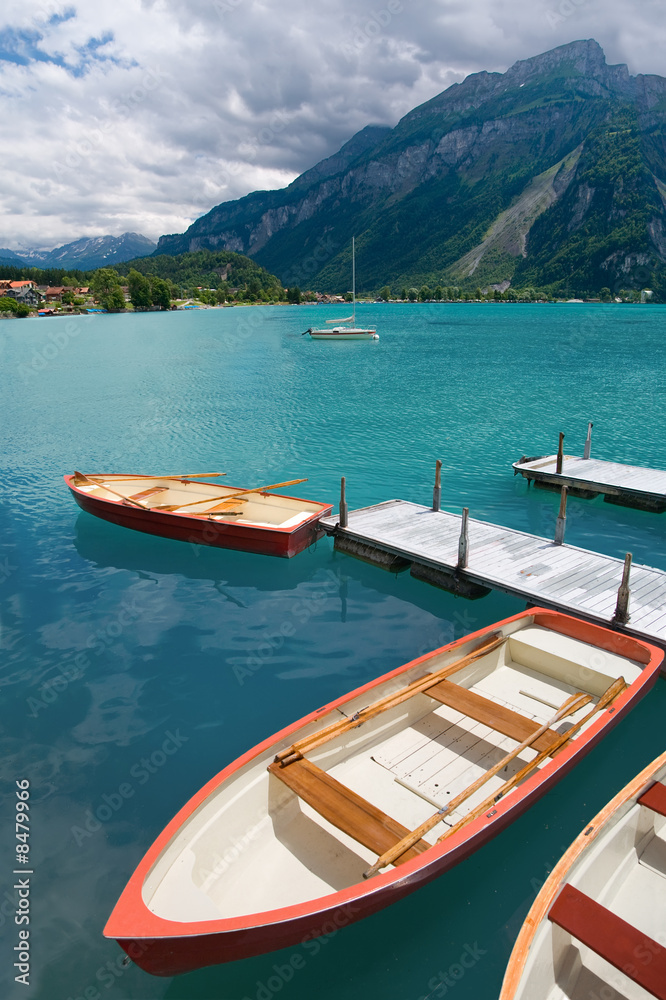 Rowboats on Lake Brienz, Berne Canton, Switzerland
