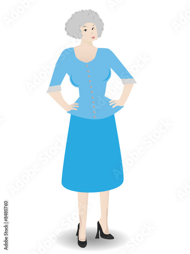 Older business woman standing posed wearing suit  - Vector