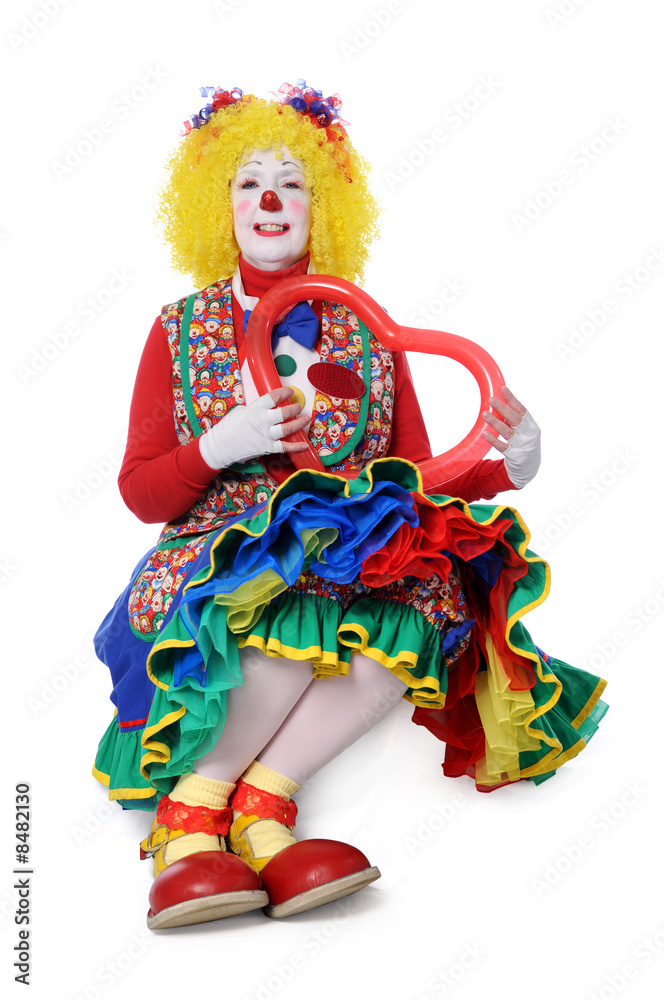 Clown Holding Heart Balloon Clown Holding Heart Balloon