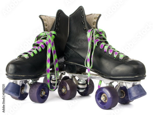 Retro roller skates isolated on white background