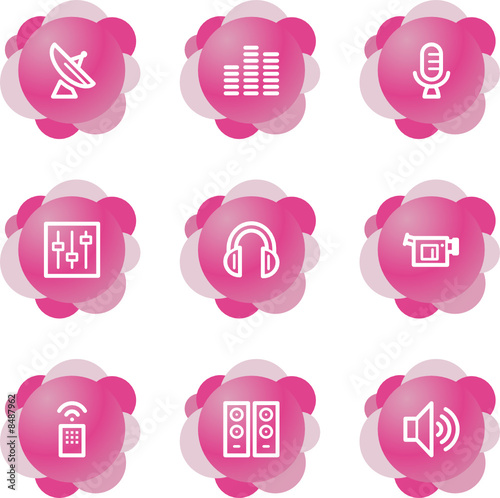 Media icons, pink flower series