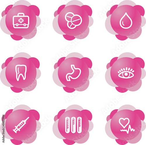 Medicine icons, pink flower series
