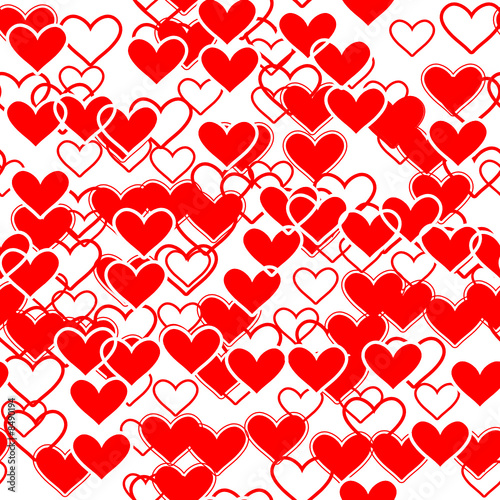 Seamlessly vector wallpaper with red hearts