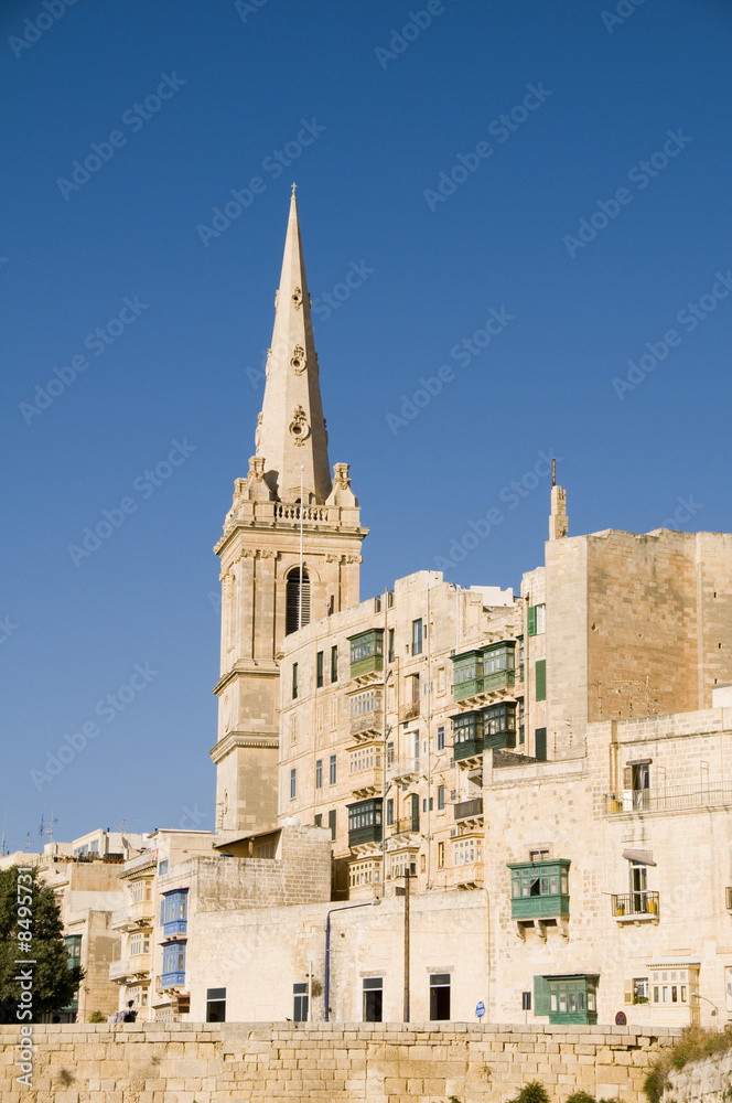 view historic buildings grand harbor valletta malta