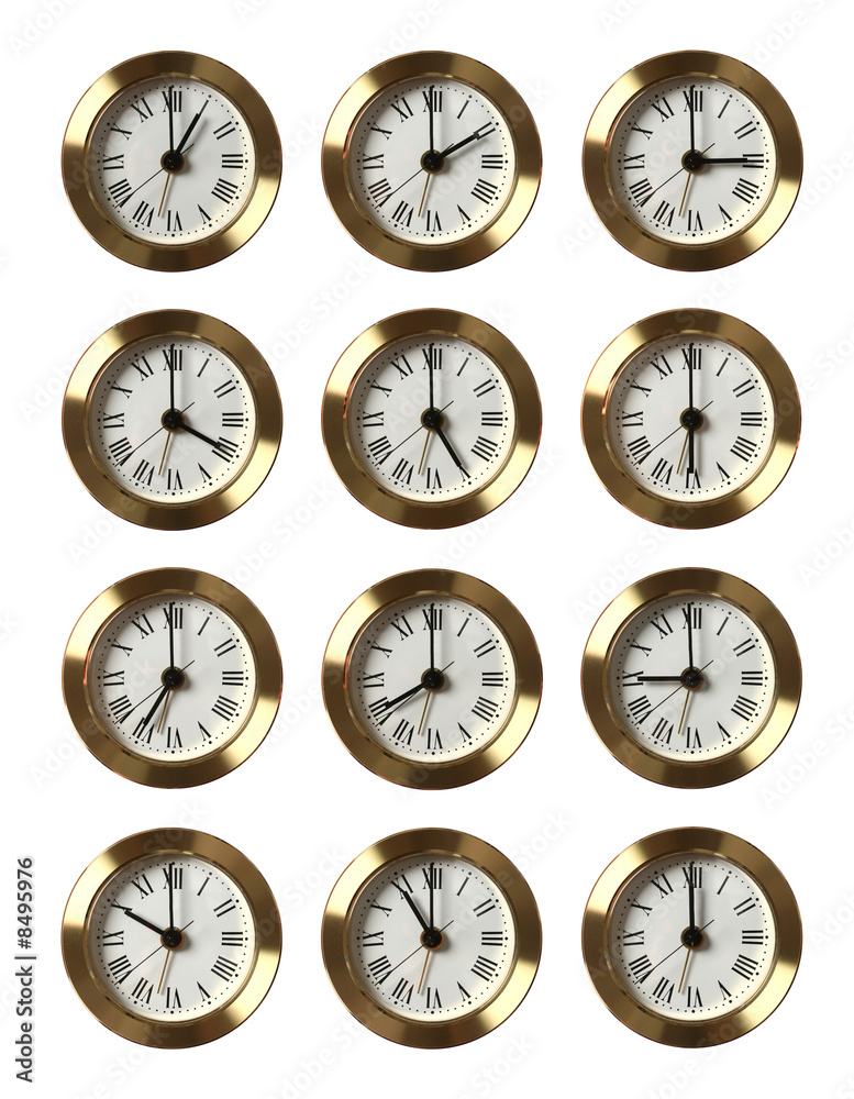 12 Clocks Showing Different Time 12 Clocks Showing Different Time