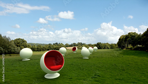 Cocoon chairs in a meadow 02