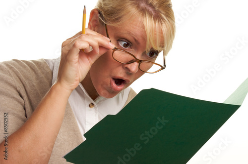 Surprised Woman with Pencil...
