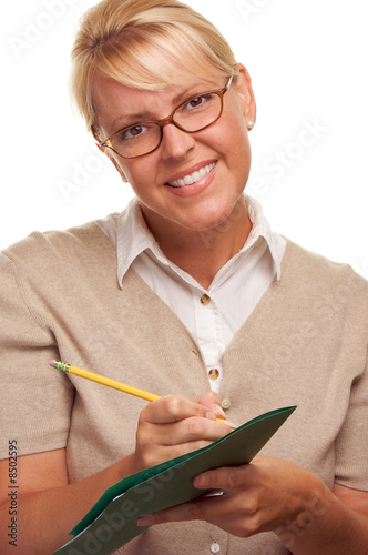 Beautiful Woman with Pencil...