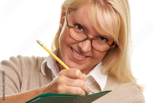 Beautiful Woman with Pencil...