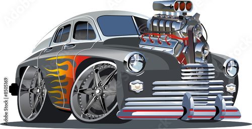 Vector cartoon hot rod (engine full complete).