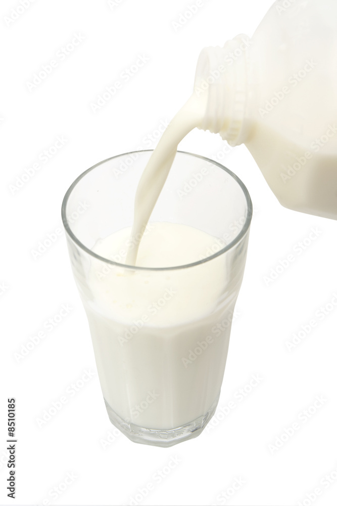 pouring milk in a glass