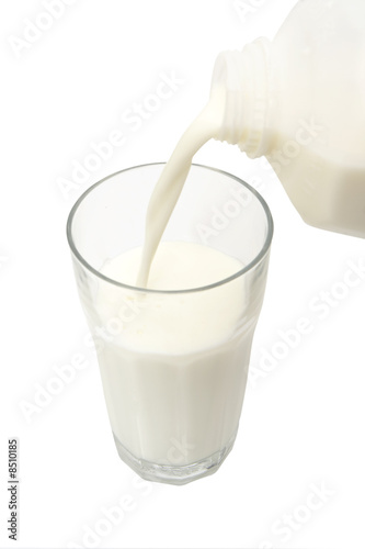 pouring milk in a glass
