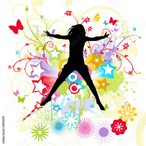 jumping woman vector silhouette