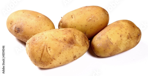 potatoes on white background close up shoot
