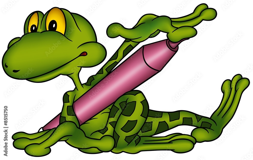 Obraz premium Frog and Marker - colored cartoon illustration