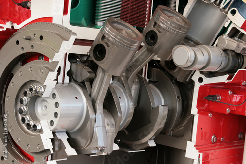 Cross section of large diesel engine
