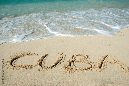Cuba beach, letters on the sand