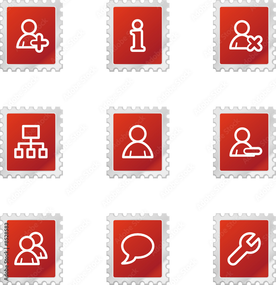 Users icons, red stamp series
