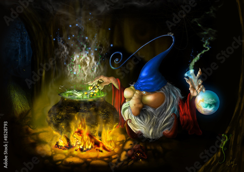 drawing fairy sly wizard in cave
