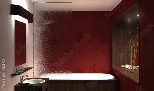 Vászonkép Salle de bain rouge 1