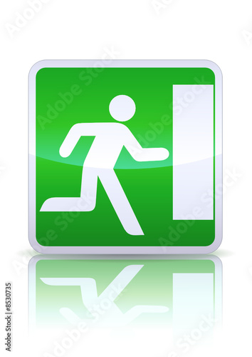 Panneau de signalisation issue de secours (reflet métal)