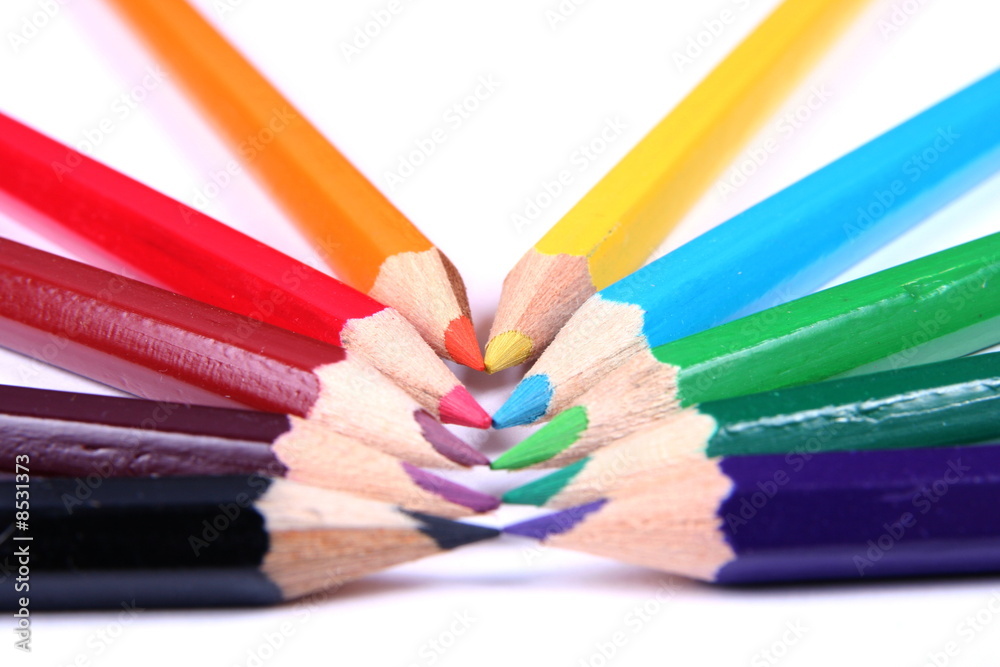 Colour pencils on white background Colour pencils on white background