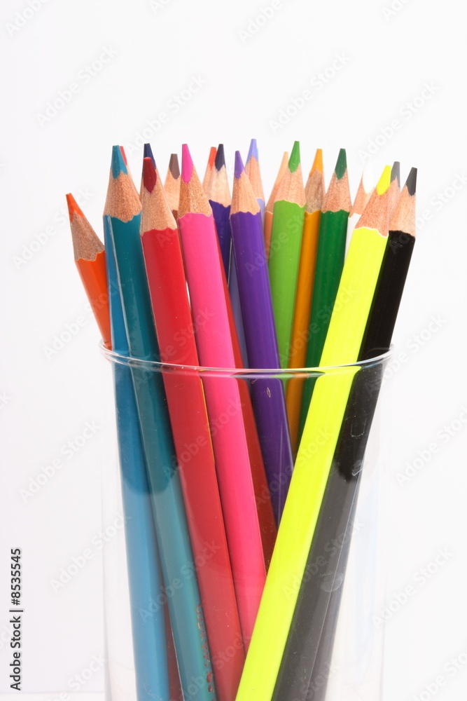Fototapeta premium Color pencils on white background