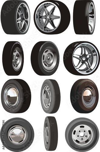 Vector car wheels set