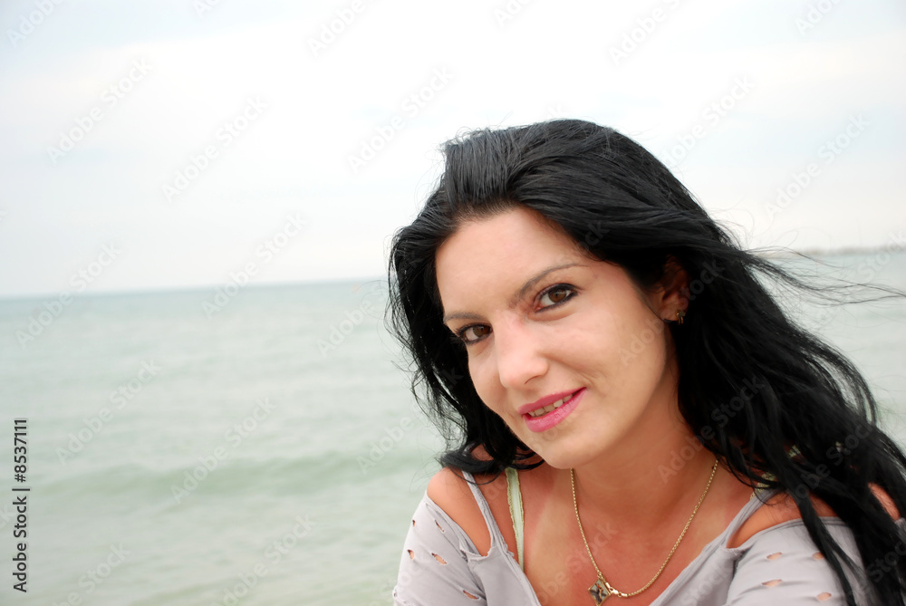 Brunette at sea