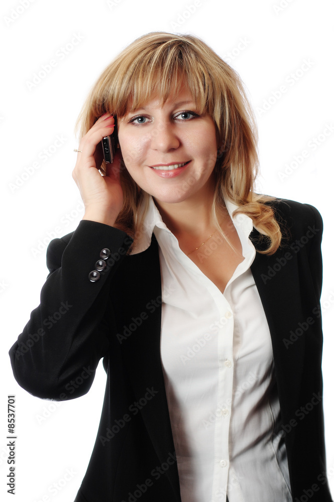 Successful smiling woman talking on mobile phone Successful smiling woman talking on mobile phone