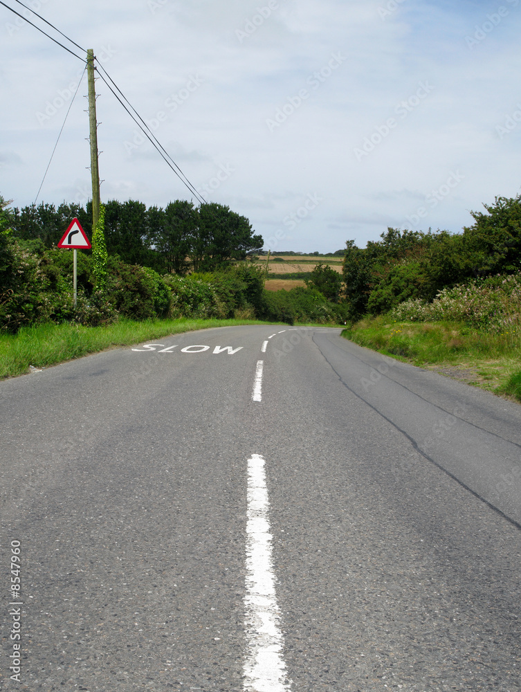 Low angle view of an English country road.