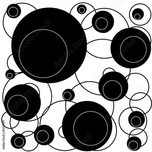 Retro Design Muster in Schwarz weiß mit Kugeln
