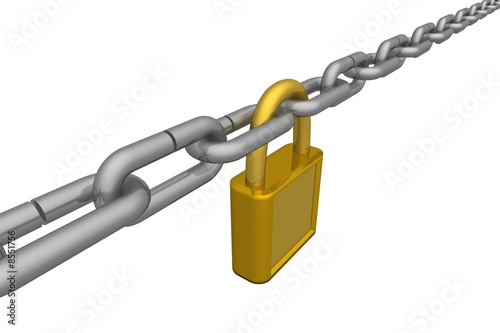 Metal chain on a white back...