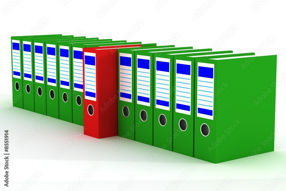 Row of accounting folders on a white background. 3D image. Row of accounting folders on a white background. 3D image.