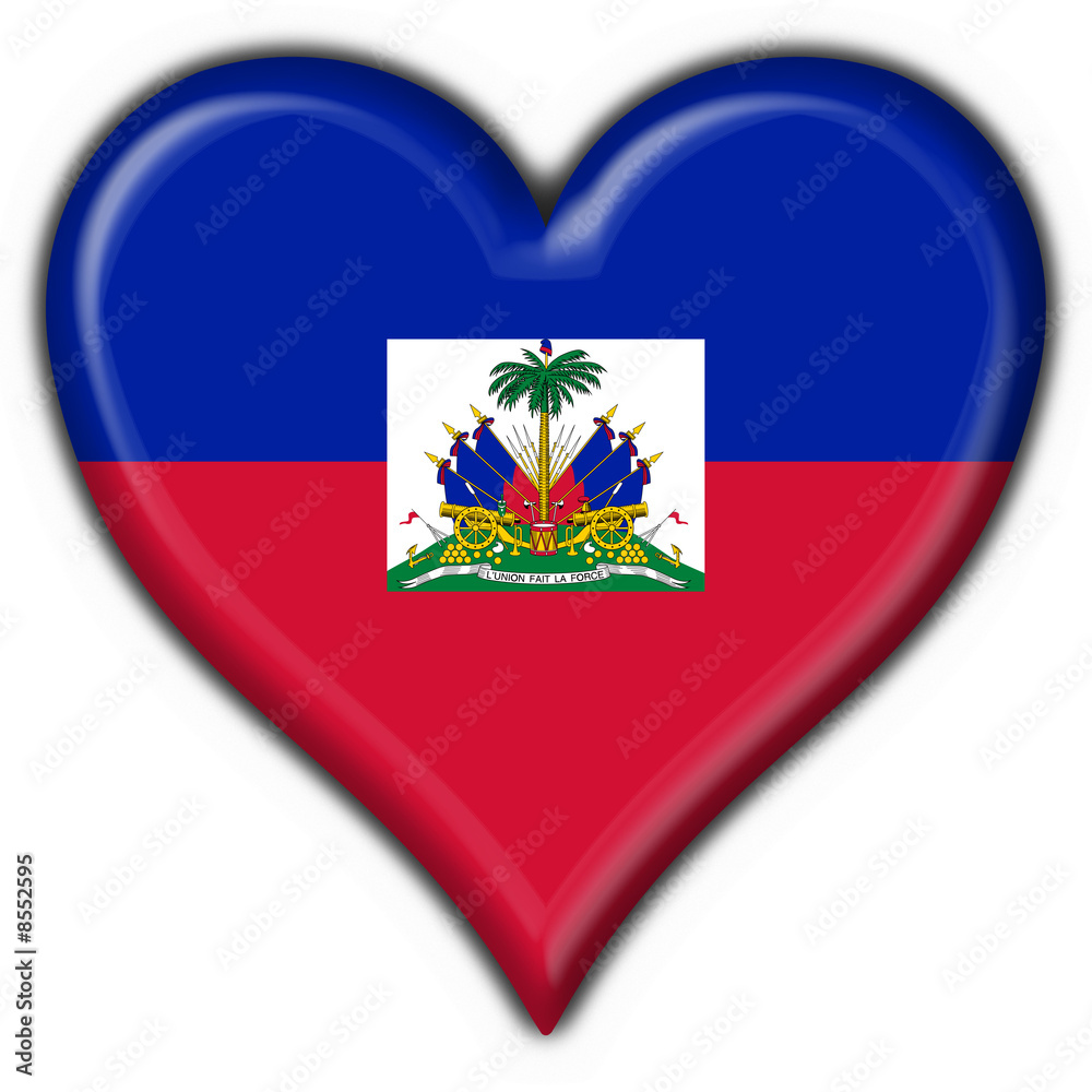 haiti button flag heart shape