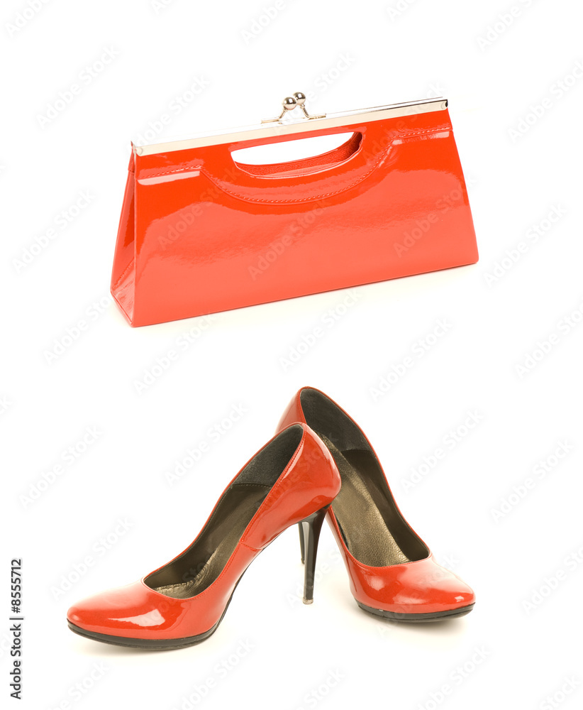 Kit of two classic items, sexy red shoes with high heel with bag Kit of two classic items, sexy red shoes with high heel with bag