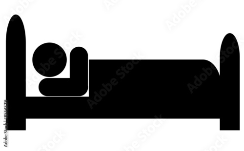 silhouette of stick man or figure lying down in bed