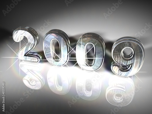 Jahr 2009 auf spiegelnder Oberfläche