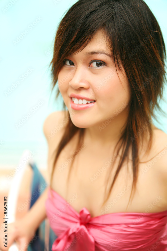 Portrait Of Young Girl By Pool Side