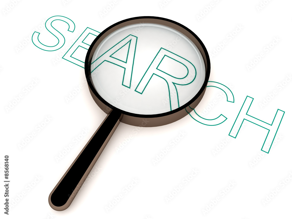 search text and magnifying glass over white search text and magnifying glass over white