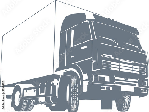 Vector detailed truck silhouette.