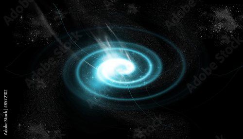 blue electric nebula at space, stars
