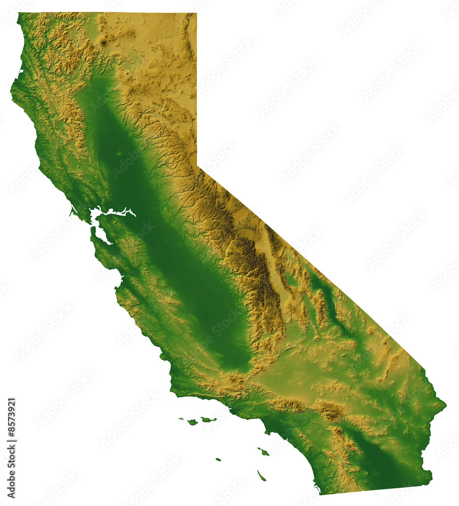 Naklejka premium California map with terrain