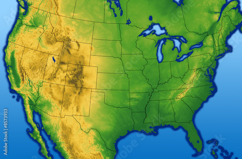 USA map with Terrain