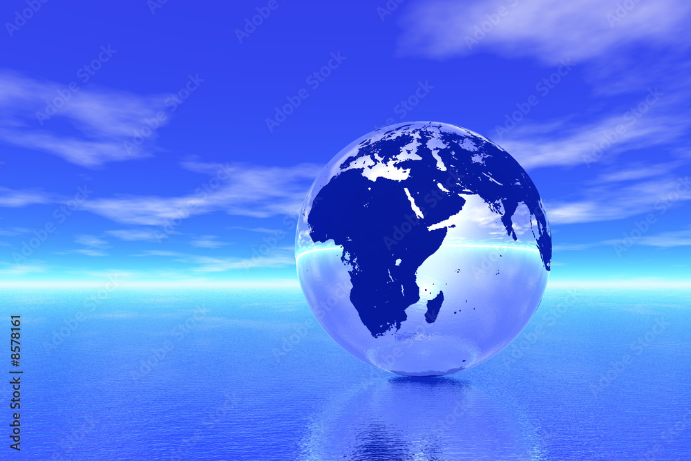 Naklejka premium Globe in ocean