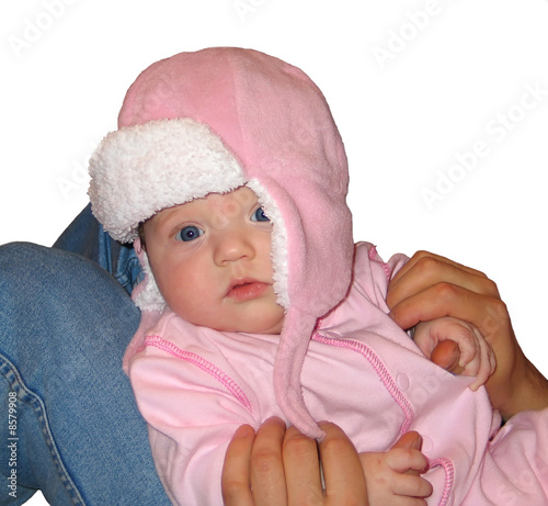 Amazed kid in a winter cap