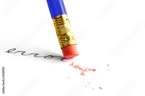 Pencil erasing an 