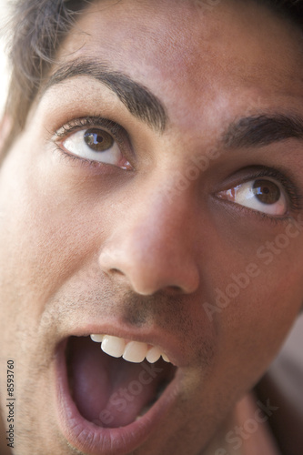 Head shot of surprised man